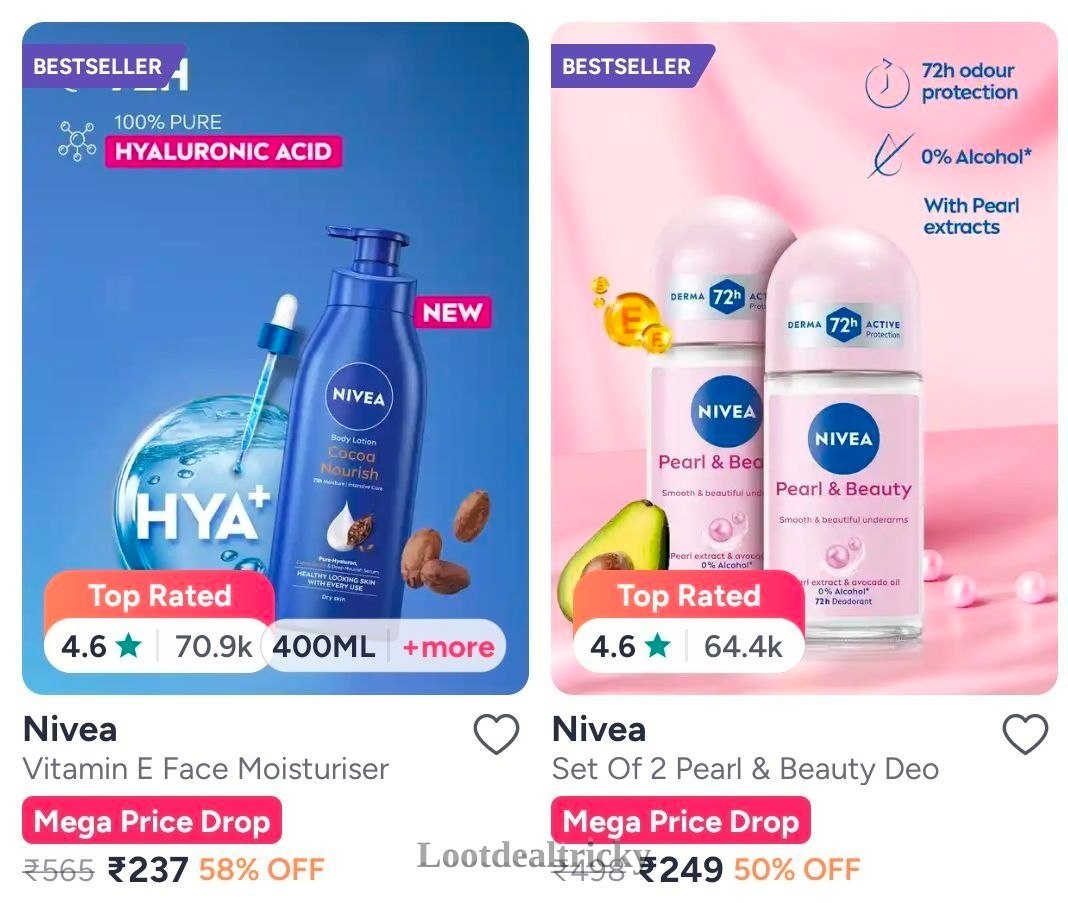 Nivea Min 50 – Ultimate Budget Deal @ 50% OFF Nivea Min 50 – Ultimate Budget Deal @ 50% OFF