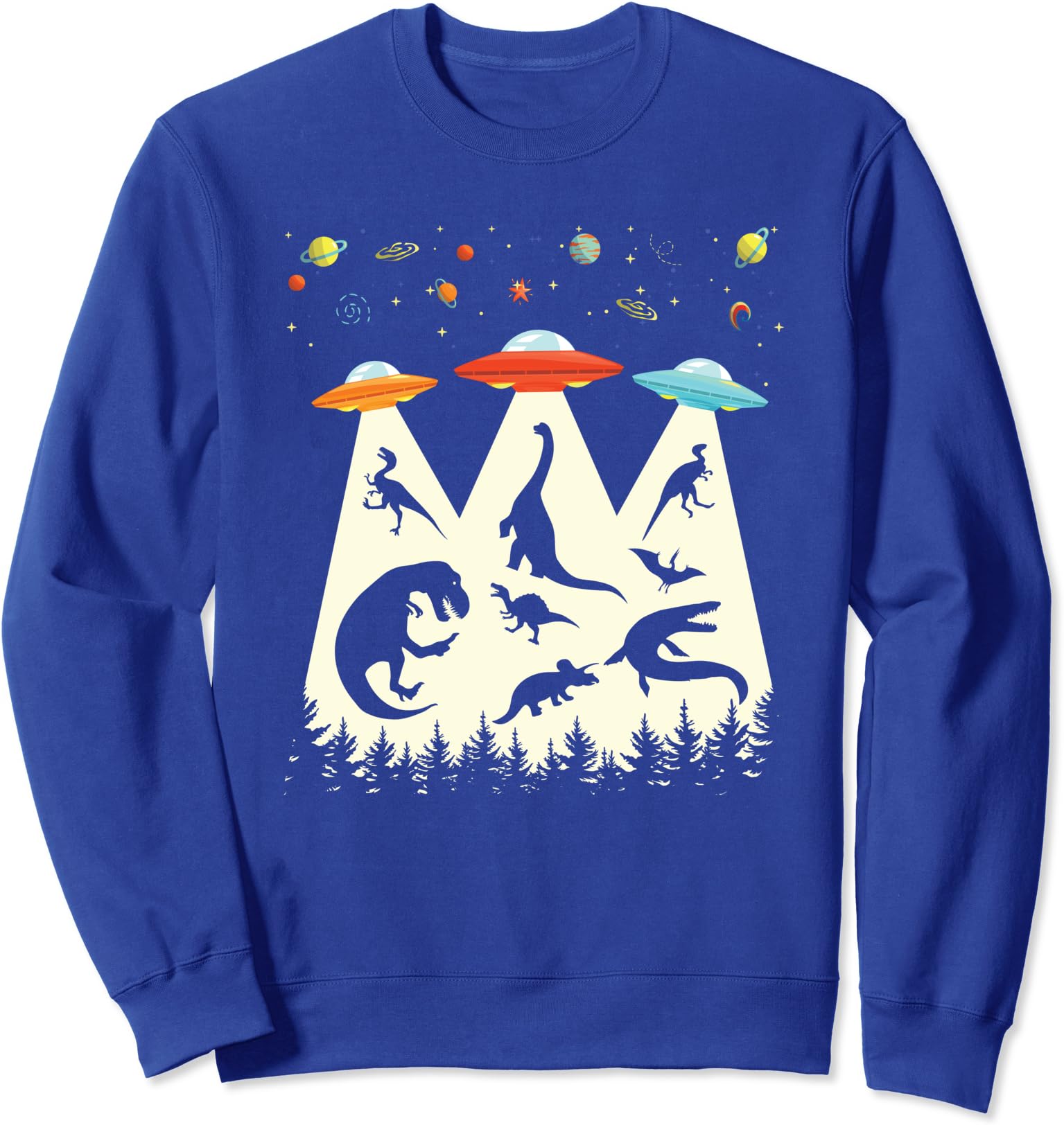 Funny Dinosaur Ufo Lover Vintage Alien Abduction Unisex Crewneck 