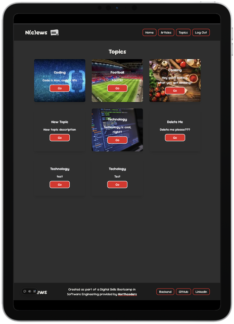 Topic slug screen displayed on a iPad Pro 11
