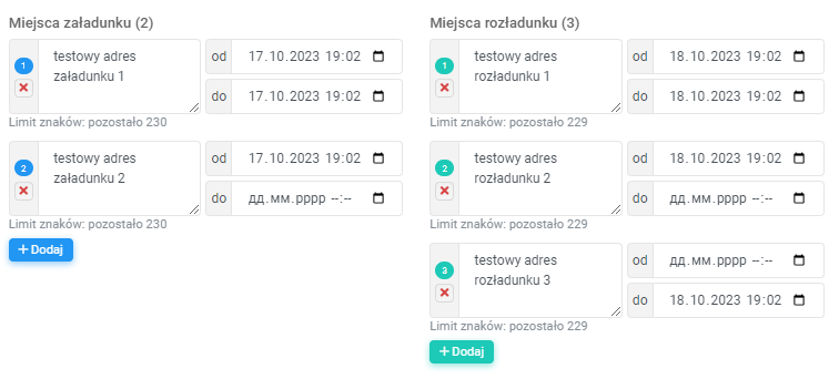 dynamiczna ilość załadunków/rozładunków
