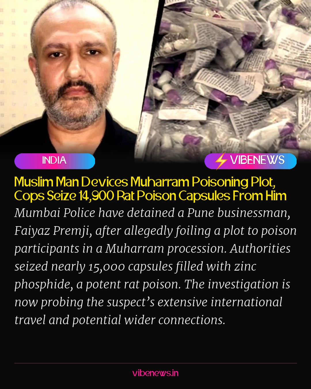Muslim Man Devices Muharram Poisoning Plot, Cops Seize 14,900 Rat Poison Capsules From Him