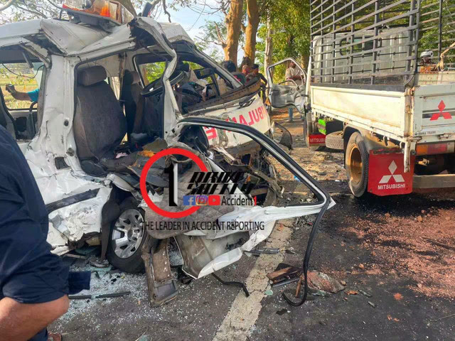 An ambulance collided with a lorry, killing the driver of the ambulance