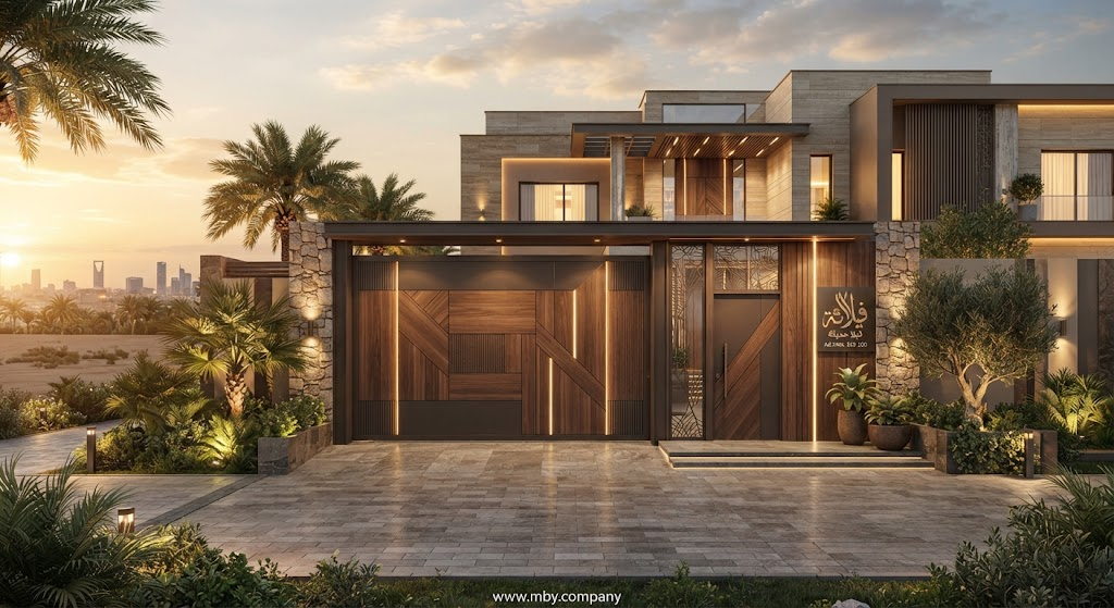 أبواب خارجية فخمة بتصميم مودرن لفيلا في الرياض