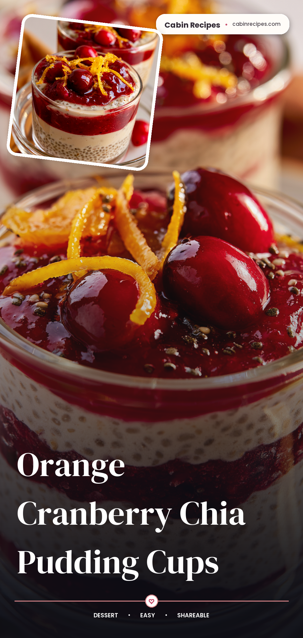 Pinterest graphic for Orange Cranberry Chia Pudding Cups