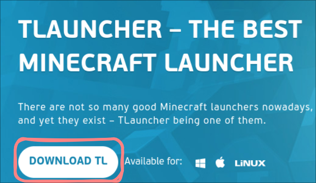The TLauncher website with the download button highlighted