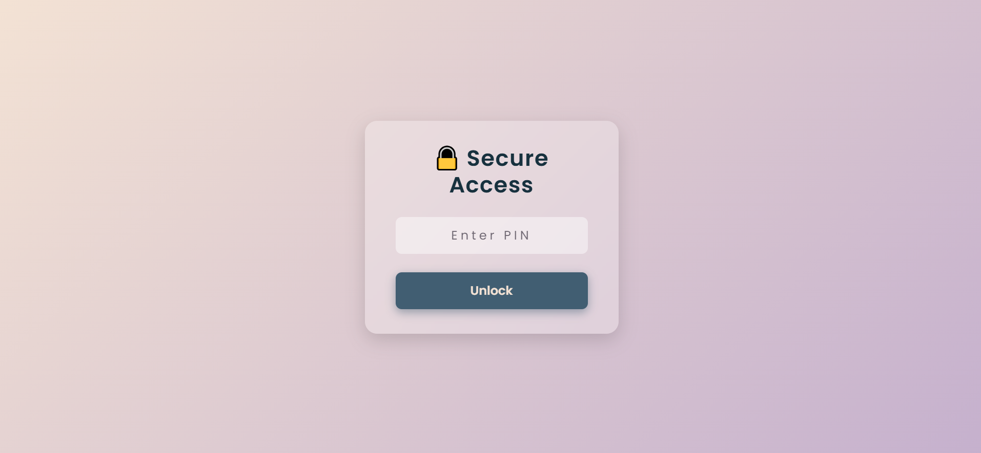 Secure Access Screen