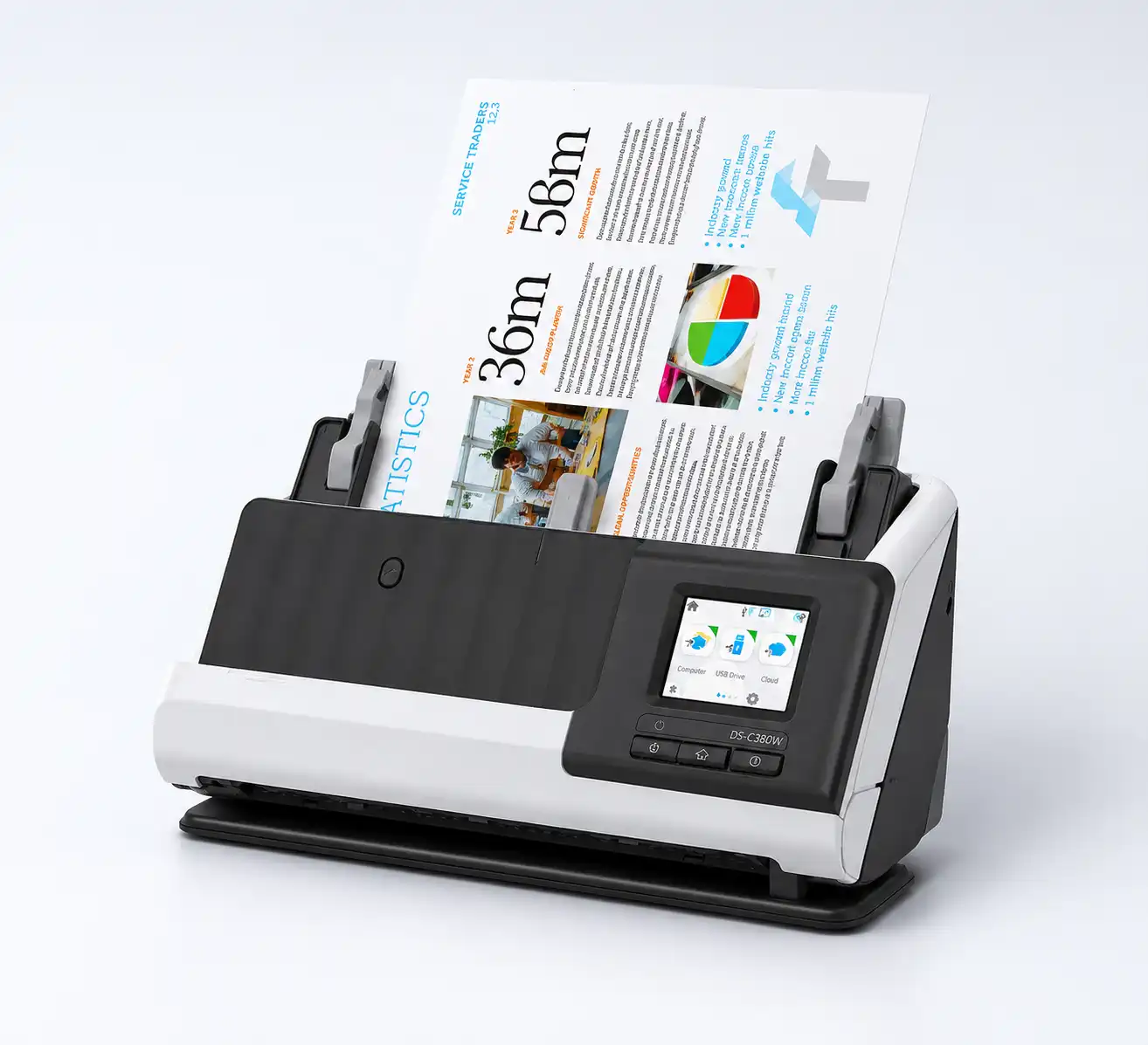 Epson WorkForce ES-C380W Wi-Fi Portable Sheet-fed Document Scanner — Standalone Wi-Fi Scanner with Touchscreen