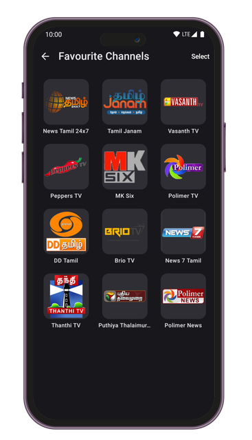 Tamil Streams app screenshot - Manage Your Favourites