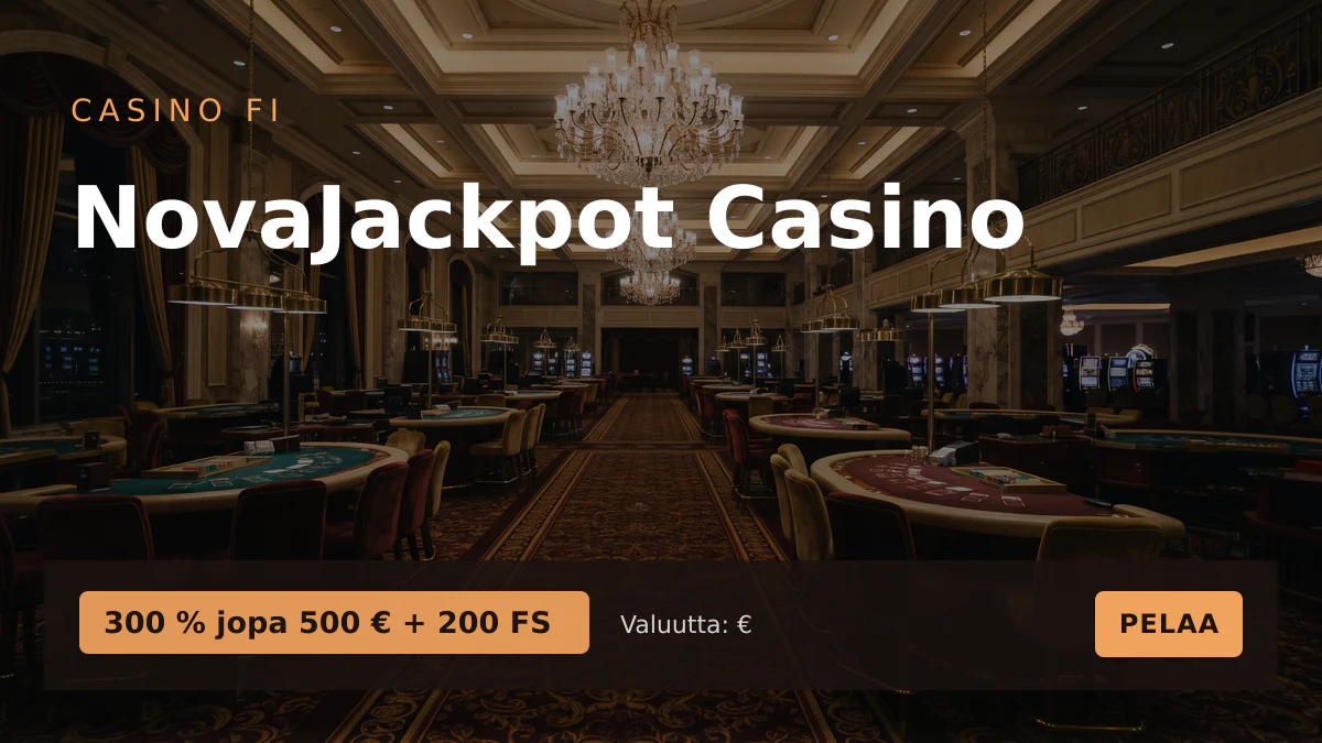 NovaJackpot Casino kasino — tervetuliaisbonus 300 % jopa 500 € + 200 FS, maksutavat: Visa, Mastercard, Skrill, Neteller, Paysafecard