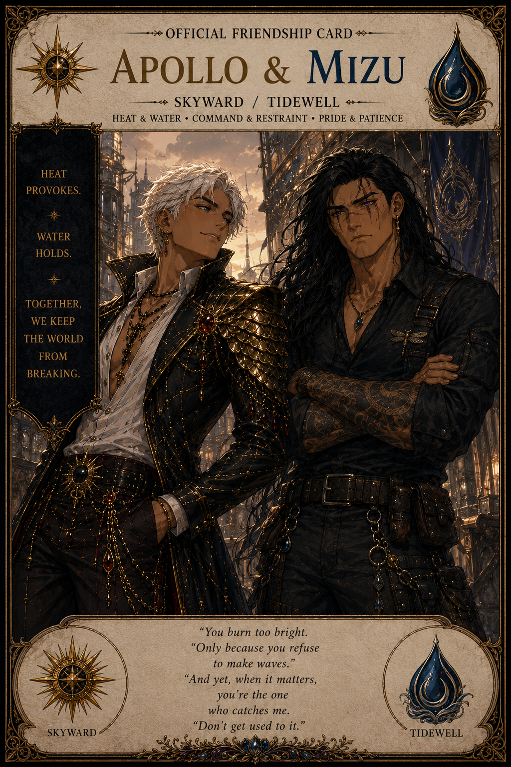 Apollo and Mizu official friendship card, Skyward and Tidewell