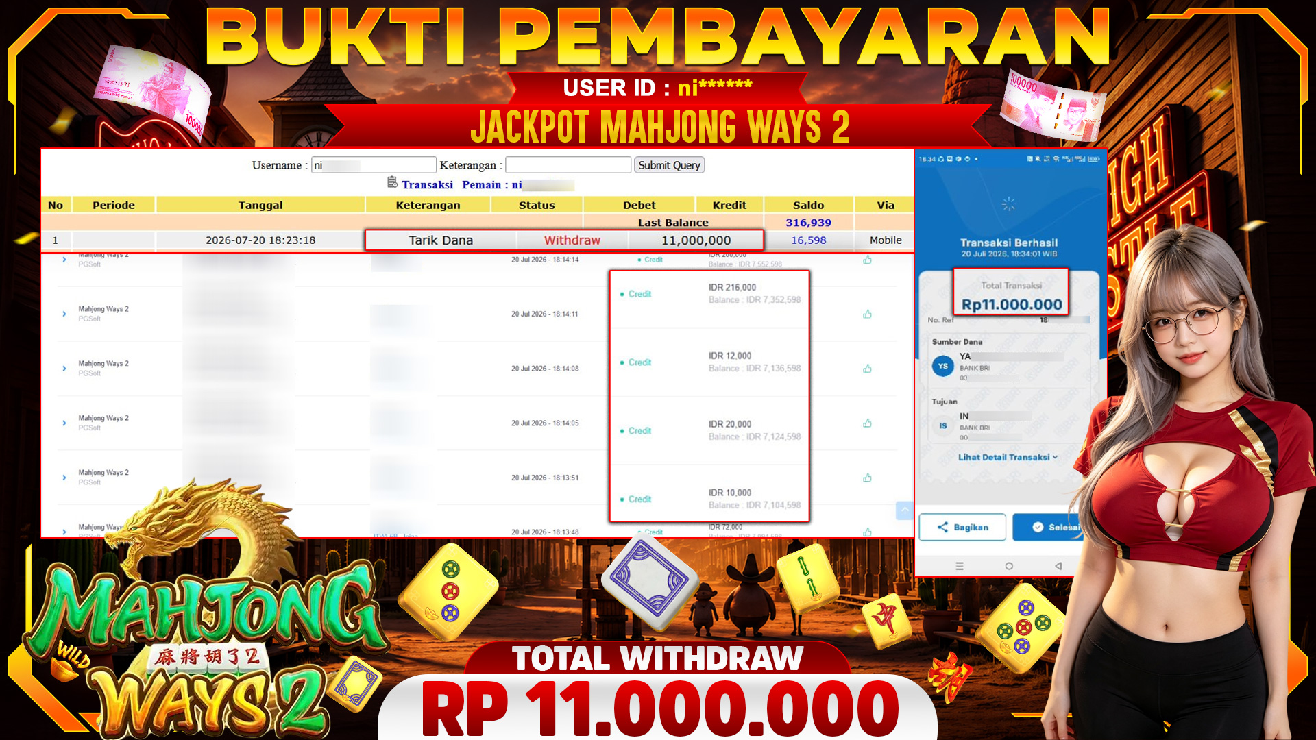 🏆 SELAMAT KEPADA PEMENANG JACKPOT DI Mahjong Ways 2 - PGSoft 11,000,000🏆