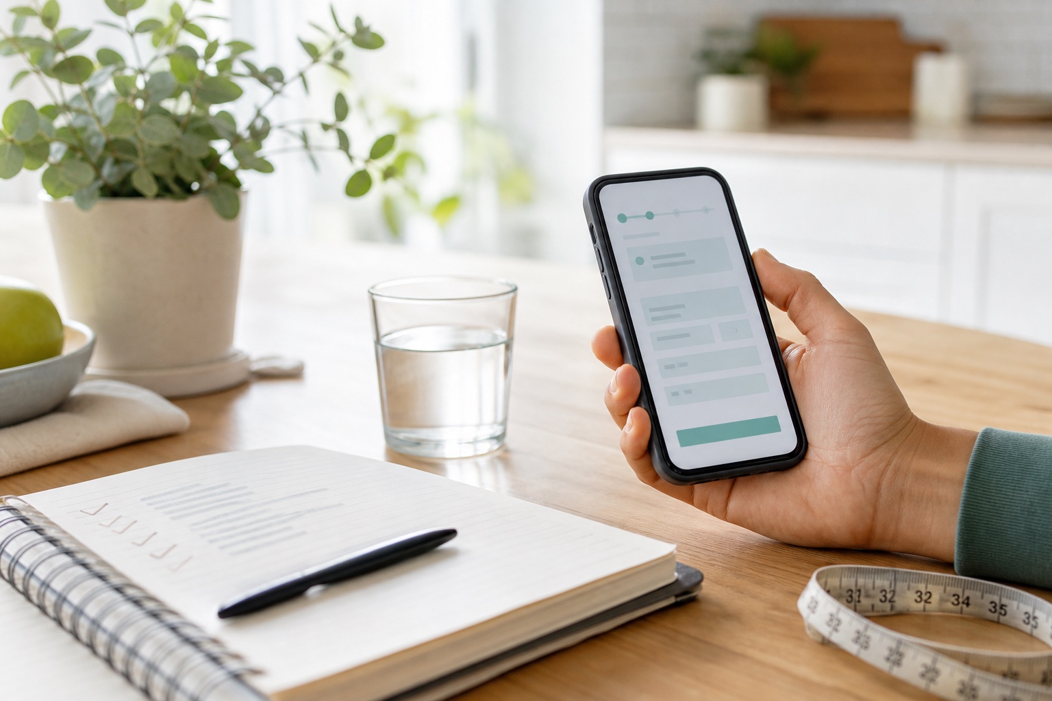 Person using a phone for an online health eligibility check