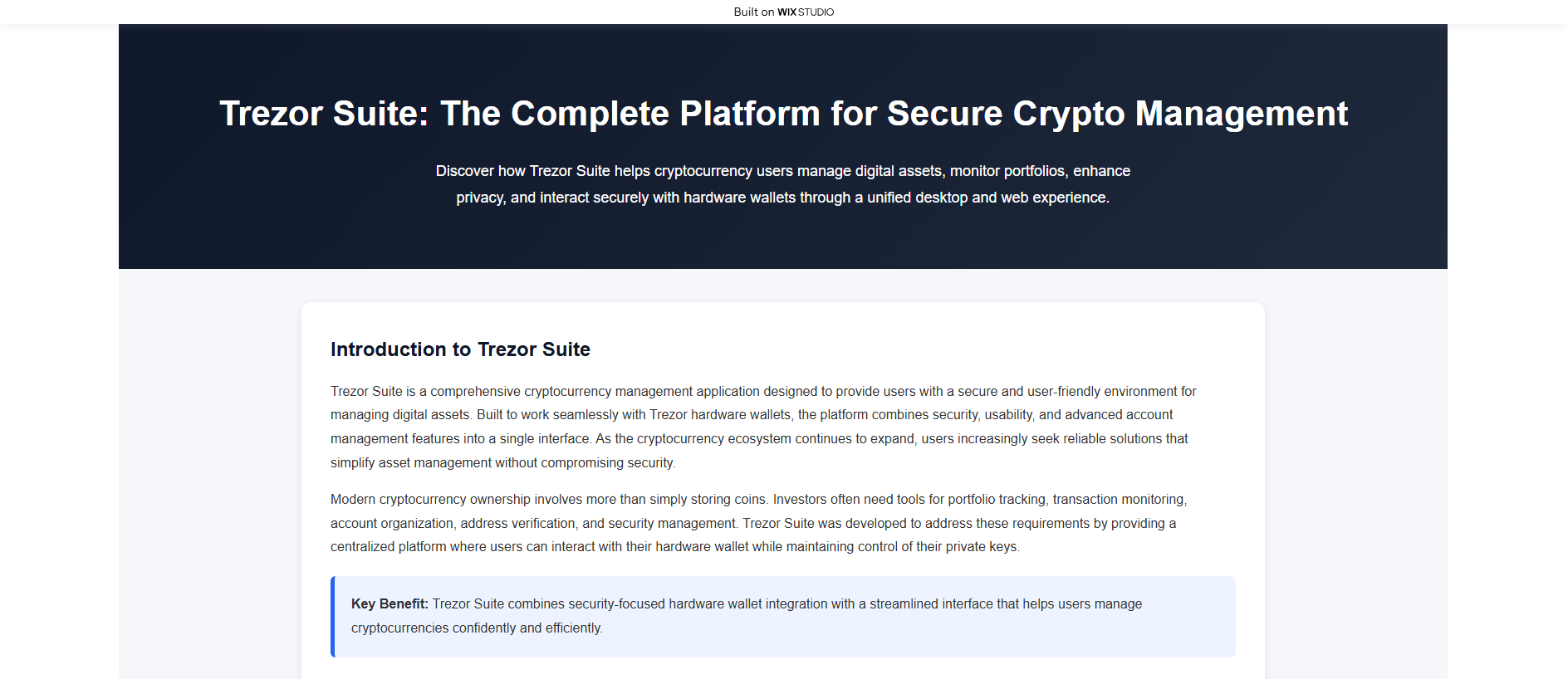 Stored capture of authstart-trezr.wixstudio.com