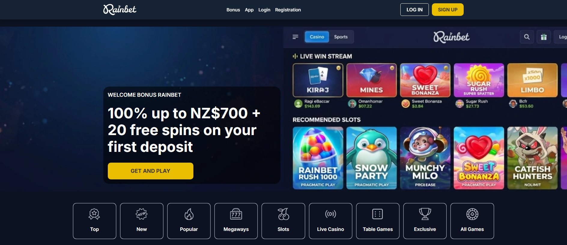 Stored capture of casino-rainbetnz.com