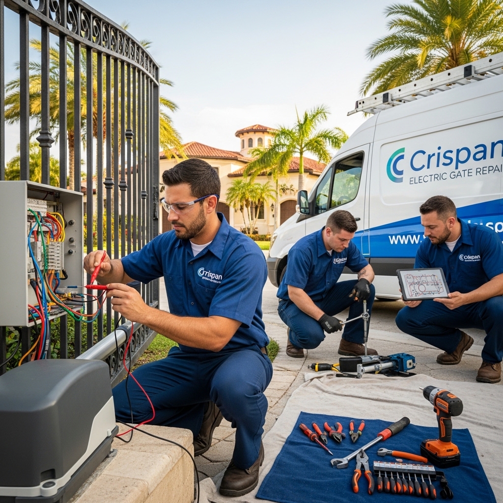 Electric Gate Repair Service - Expert Crispan Technician at Work Estero