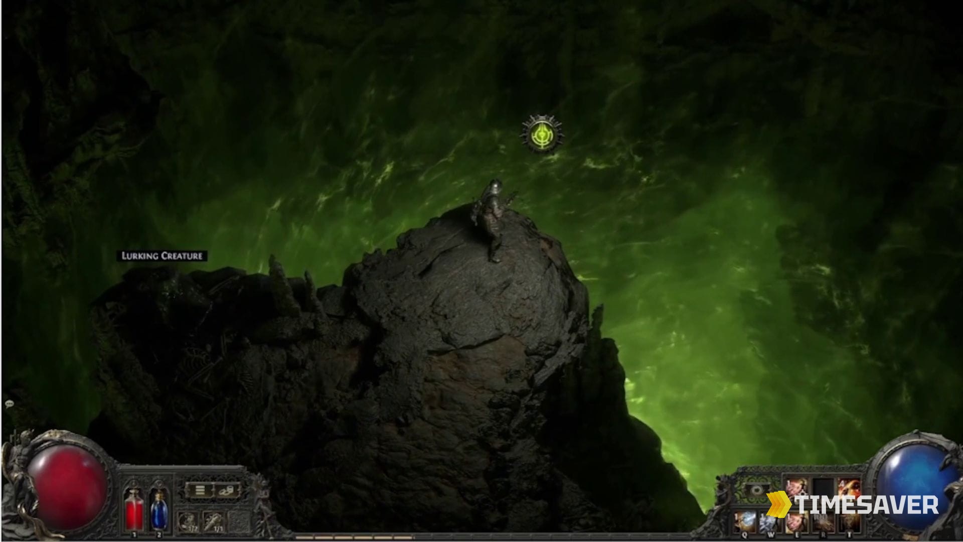 PoE2 Abyss chasm with a lurking creature