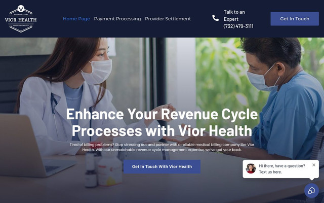 Vior Health landing page built by TapDash