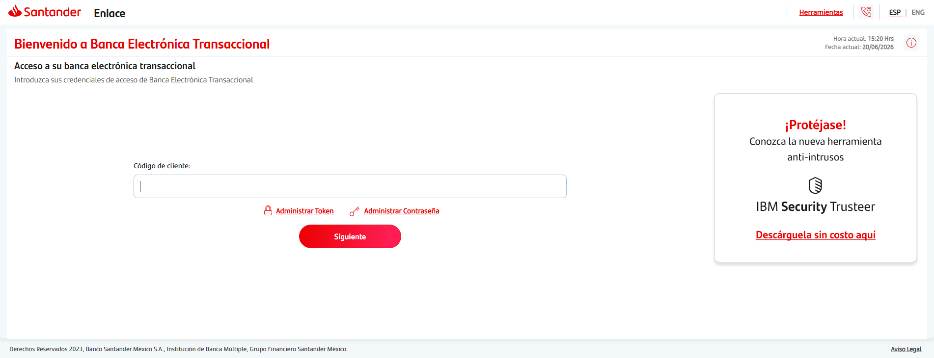 Forensic screenshot of enlacesantander.mx2335.cfd showing the phishing page layout