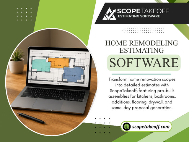 That preparation is far easier when contractors use home remodeling estimating software. Instead of searching through spreadsheets, handwritten notes and separate files, they can build organized estimates that are useful from the initial consultation to the final walk-through.

For more info visit here: https://scopetakeoff.com/remodeling-estimating-software/

Read our blogs:
https://6a755b5d377bd.site123.me/
https://scopetakeoff.wixsite.com/scopetakeoff
https://scopetakeoff.mystrikingly.com/blog/flooring-estimating-software

More Links:
https://campsite.bio/scopetakeoff
https://bloggalot.com/profile/scopetakeoff
https://www.davidrio.com/profile/scopetakeoff/profile