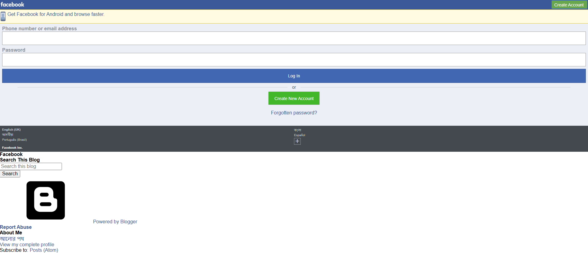 Screenshot of facebooklogin770.blogspot.com