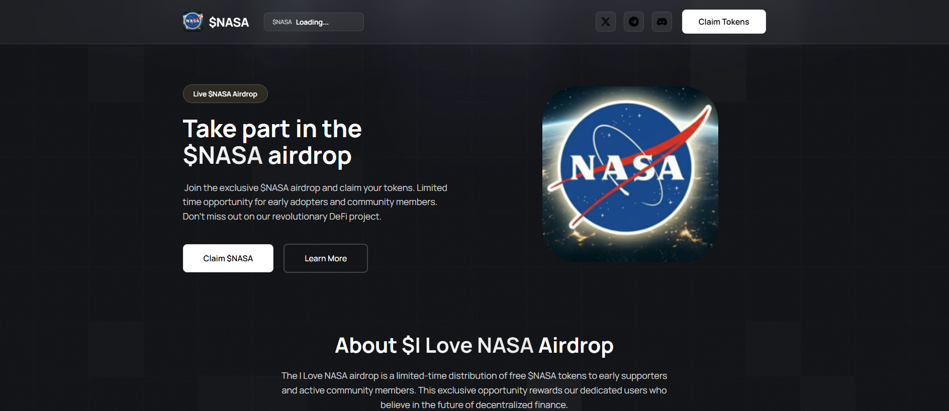 Stored capture of claim-nasa.pages.dev