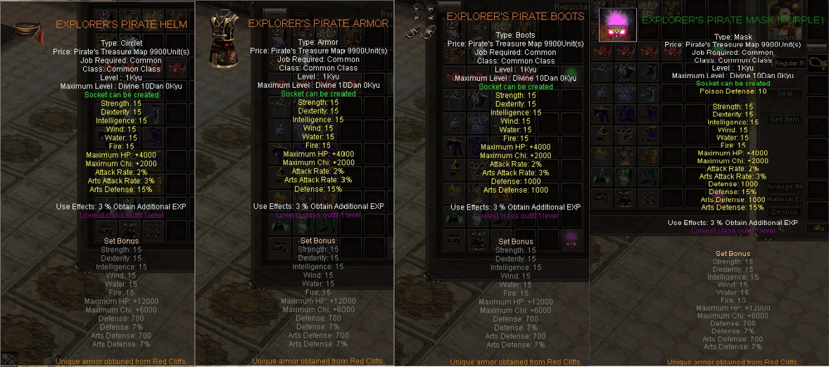 Red Cliffs Pirate Set Rewards