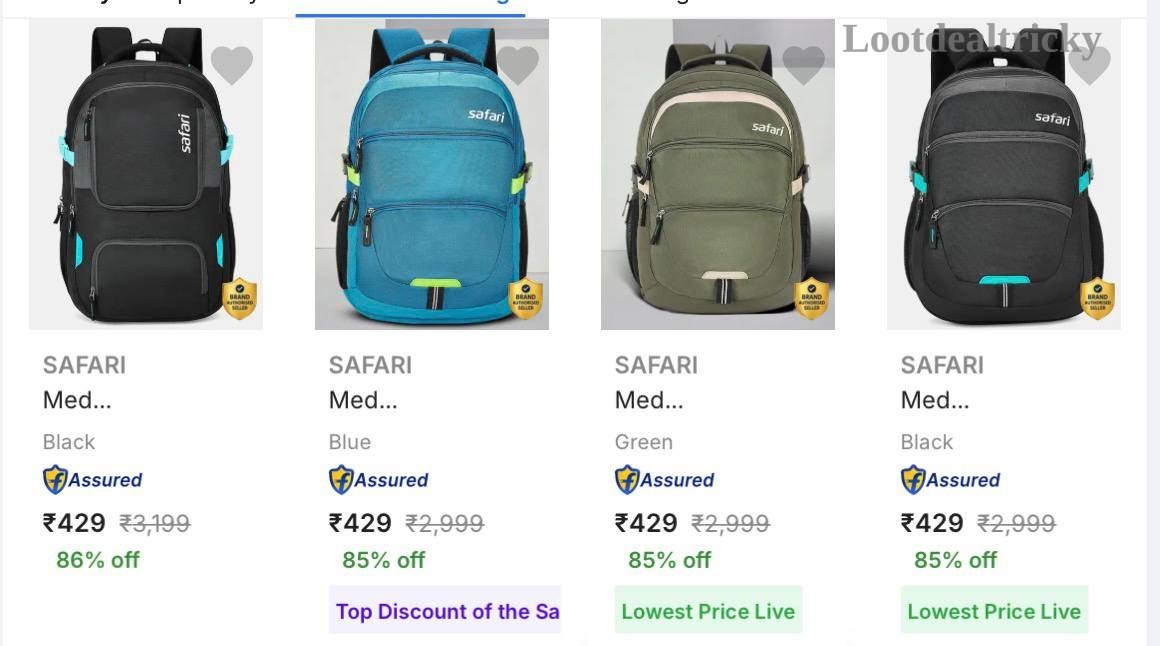 Safari Backpacks 86 – Just 86% OFF | Loot Deal