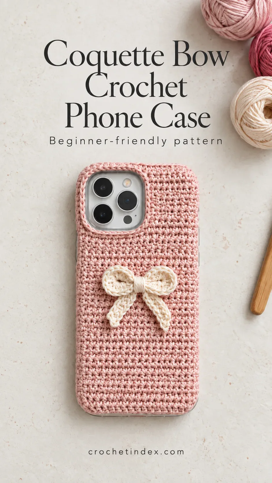Coquette Bow Crochet Phone Case for iPhone Pinterest pin