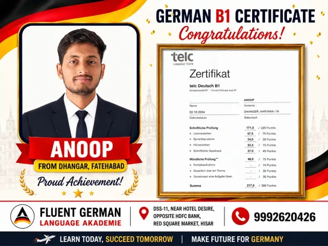 Anup, Fluent German Academy student