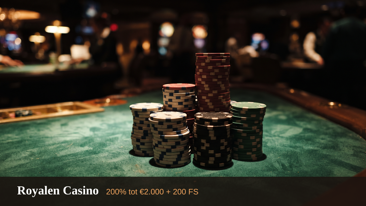 Royalen Casino — welkomstbonus 200% tot €2.000 + 200 FS, betalingen: Visa, Mastercard, iDEAL, Bitcoin, Ethereum Royalen Casino — welkomstbonus 200% tot €2.000 + 200 FS, betalingen: Visa, Mastercard, iDEAL, Bitcoin, Ethereum