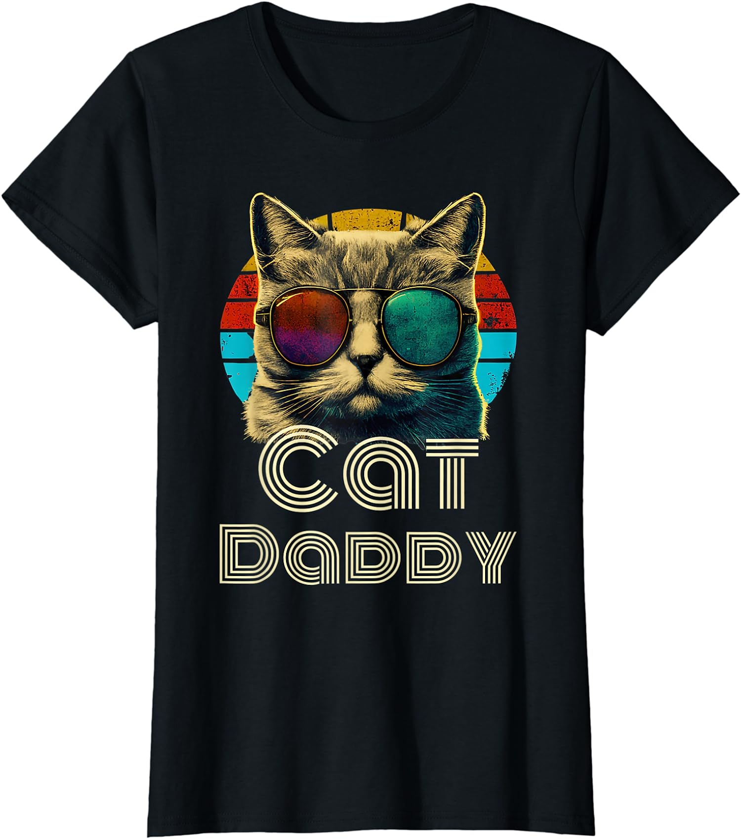 Cat Daddy, Retro Cat Dad, 80s, 90s, Vintage Funny Ladies’ Crewneck T-Shirt