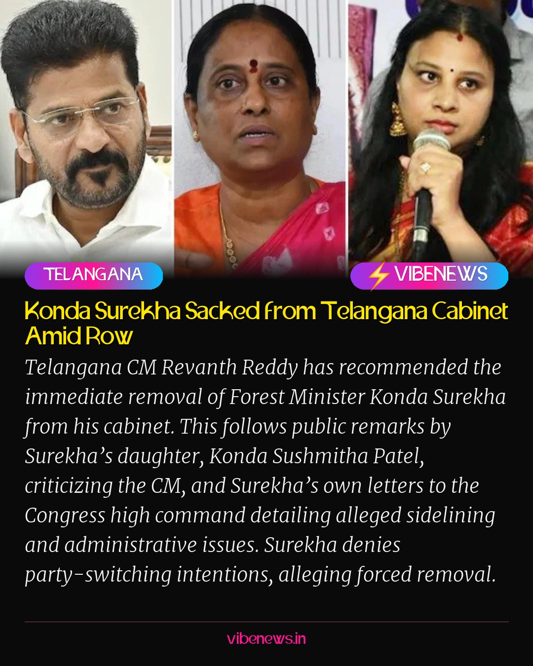 Konda Surekha Sacked from Telangana Cabinet Amid Row