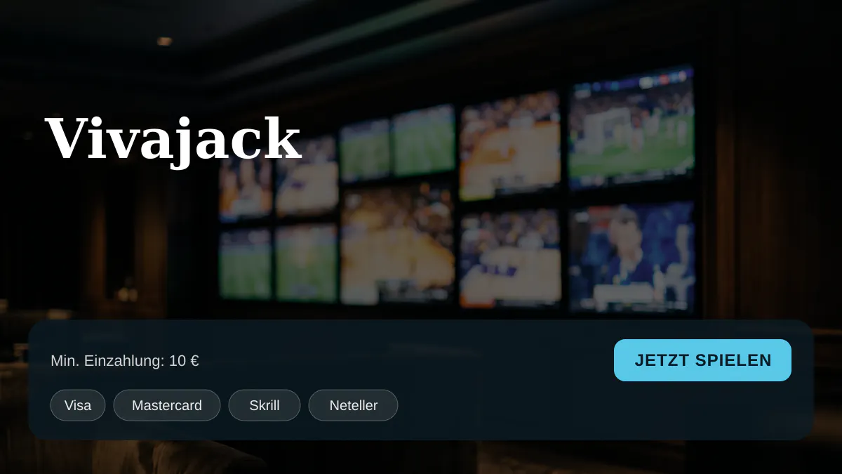 Vivajack Casino — Willkommensbonus 100% bis zu 250 € + 100 FS, Zahlungen: Visa, Mastercard, Skrill, Neteller, Paysafecard