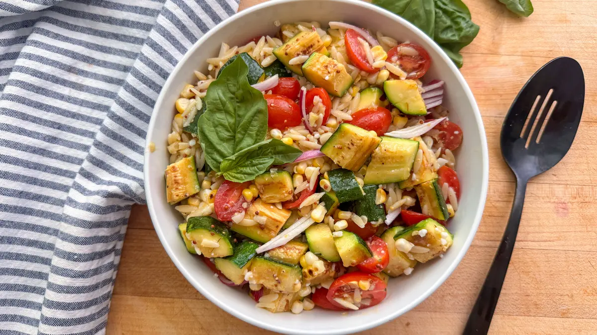Summer Orzo Pasta Salad with Grilled Vegetables