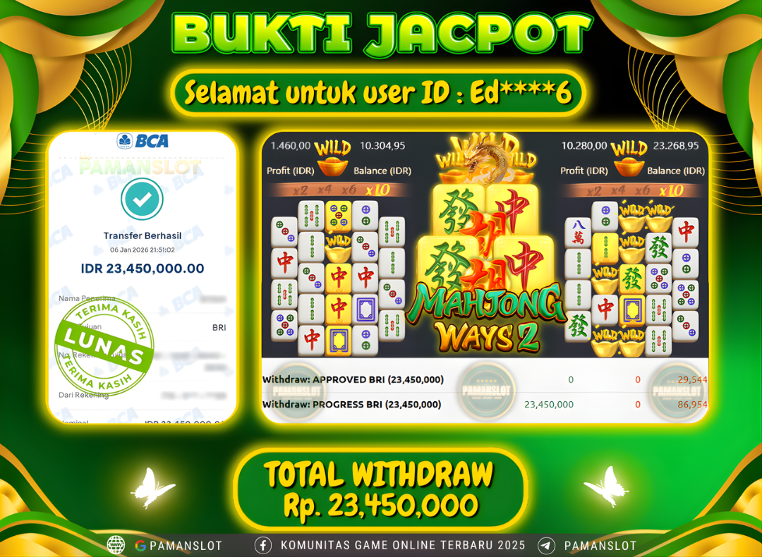 PAMANSLOT JACKPOT Game PG - Mahjong Ways 2 Rp.23,450,000- LUNAS