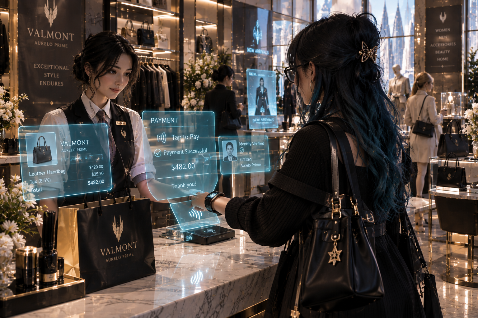 Cashless digital payment inside a San Aurelo boutique