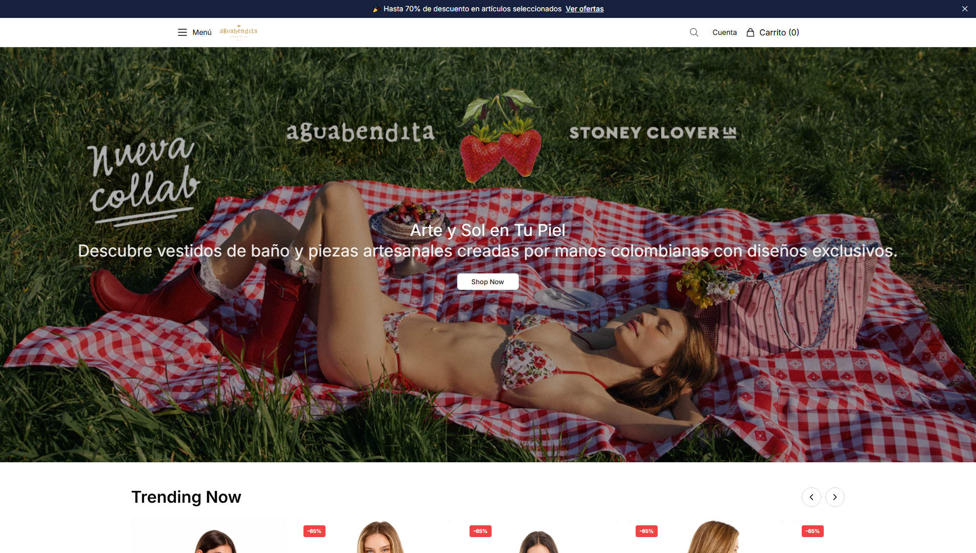 Stored capture of aguabenditaboutique.shop