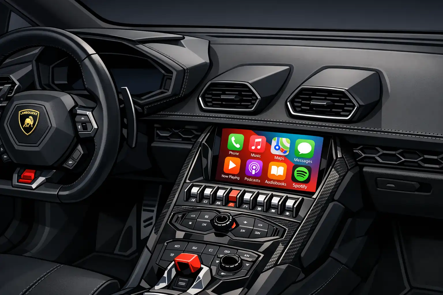 Lamborghini Huracán 2017 avec Apple CarPlay installé