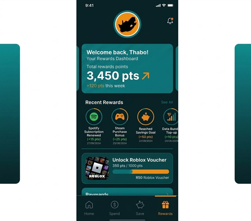 Rewards Dashboard UI Mockup — neo-banking interface concept