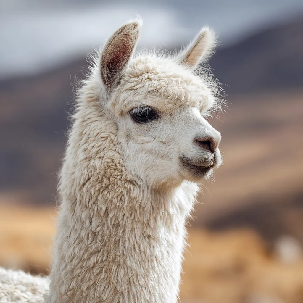 Alpaca blanca en el altiplano peruano