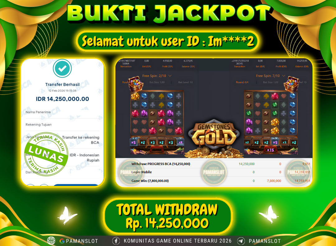 PAMANSLOT JACKPOT Game PG - Gemstone Gold Rp.14,250,000- LUNAS