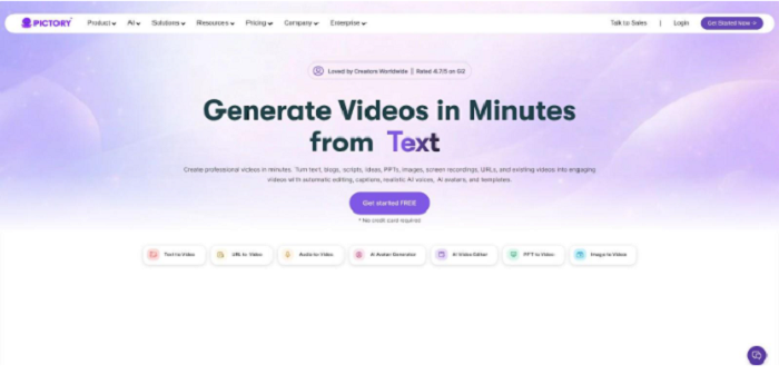 Pictory AI lyric video interface