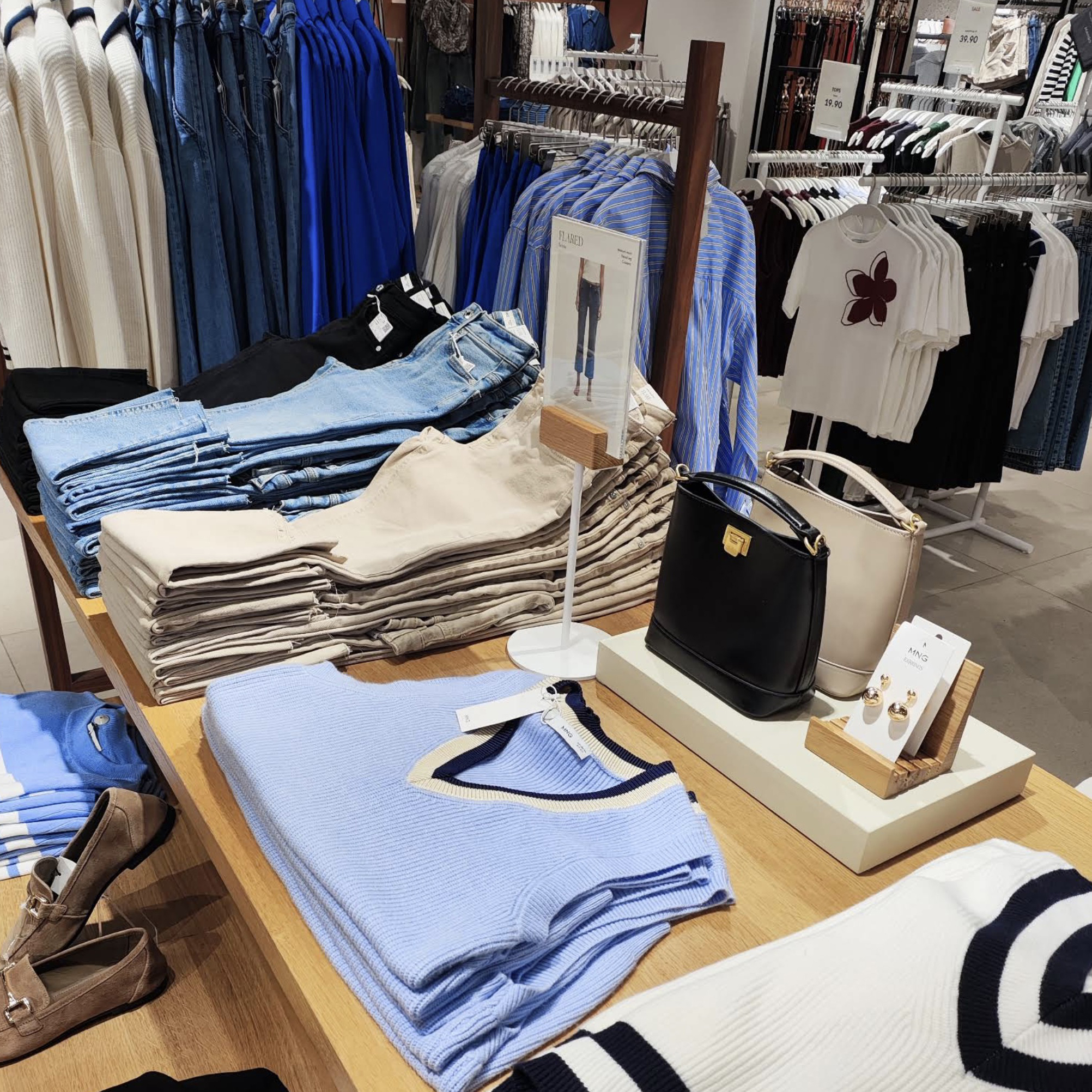 Mango women's clothing and accessories display