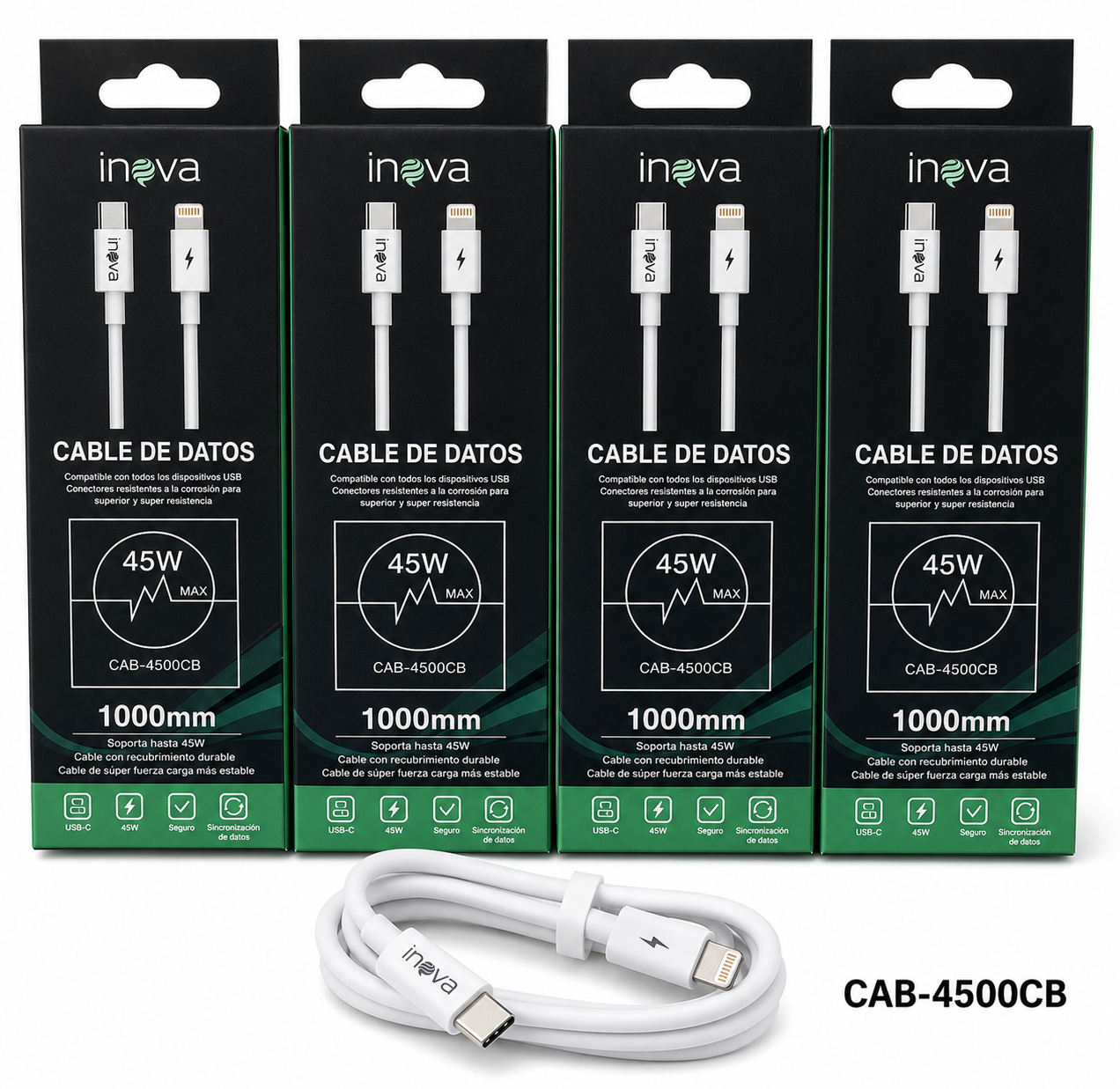 Cable doble Tipo C 45w 1m
