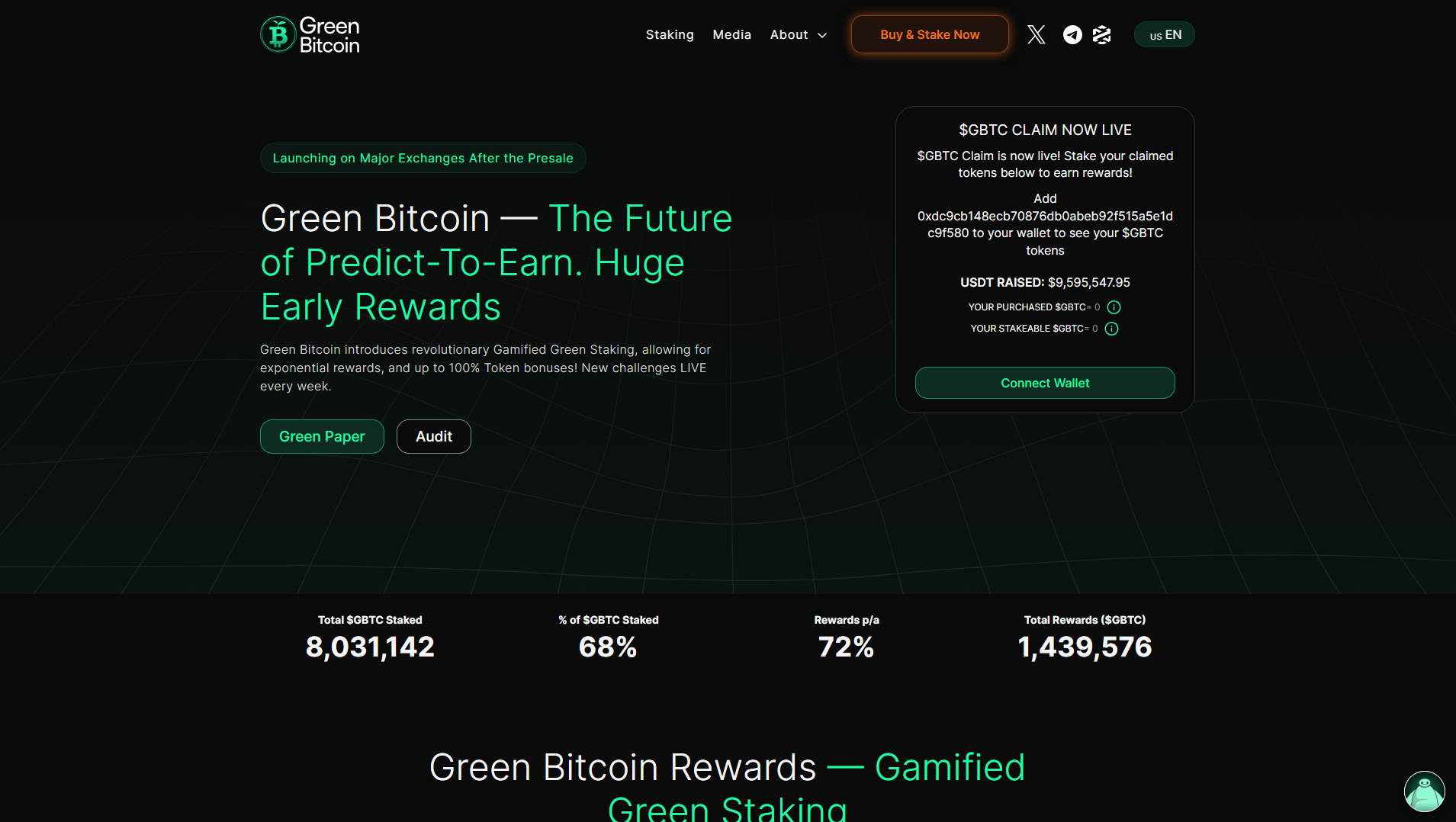 Screenshot of greenbitcoin-web.pages.dev