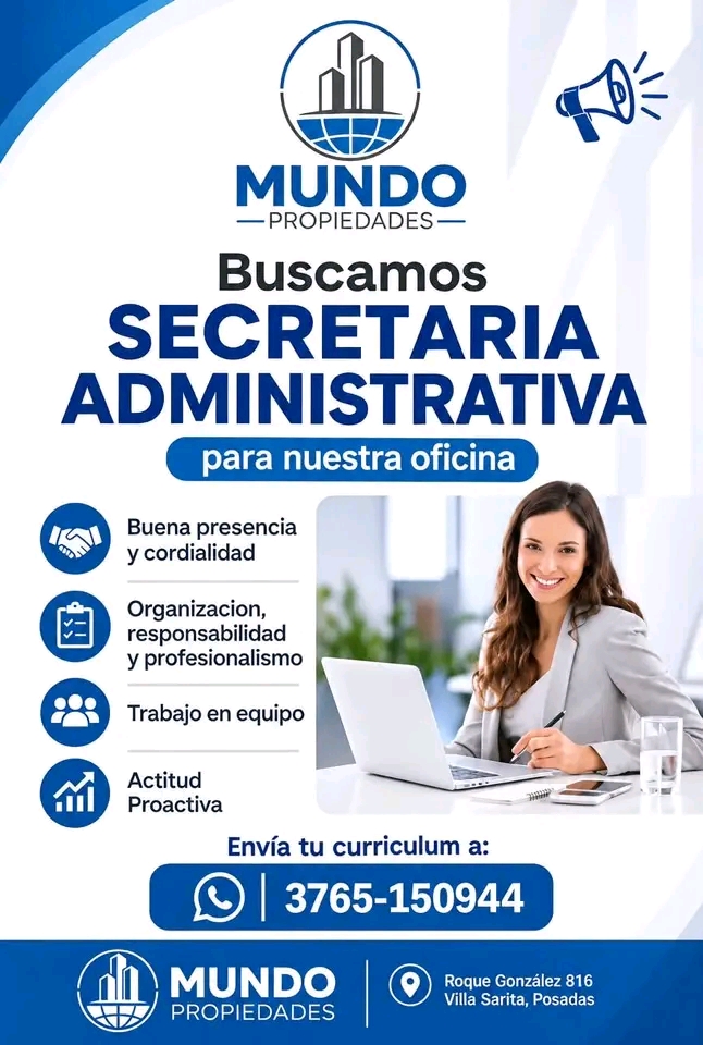 Se busca secretaria Administrativa en Posadas