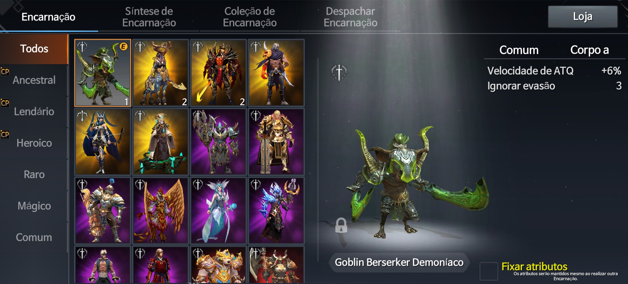 Raridades Incarnações