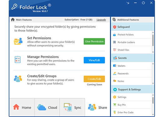 Folder Lock settings screen for iPhone security and account controls