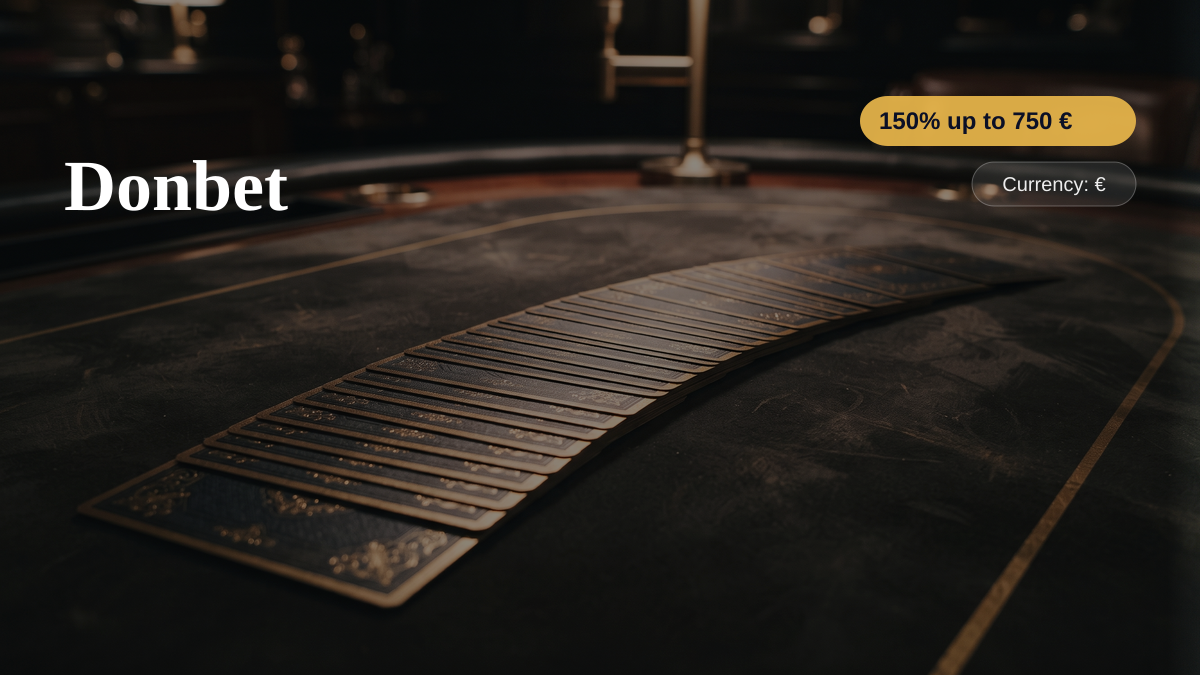 Donbet casino — welcome bonus 150% up to 750 € + 50 FS, payments: Visa, Mastercard, Apple Pay, Google Pay