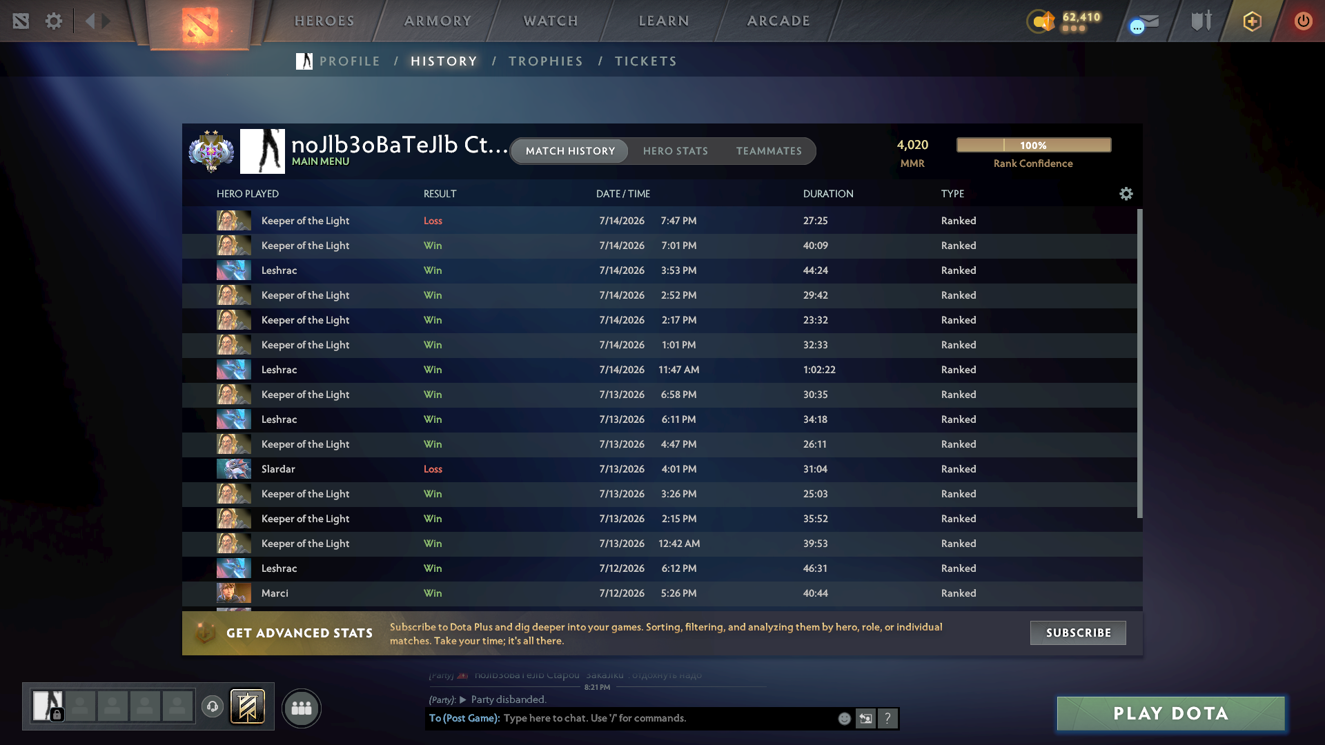 Dota 2 Account  MMR